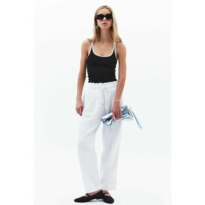 Pantaloni relaxed fit din amestec de lyocell cu snur de ajustare in talie - Alb optic imagine