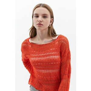 Pulover tricotat cu perforatii - Coral imagine