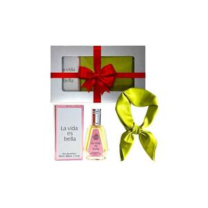 Set Elysa – Apa de Parfum La Vida es Bella 50ml - Esarfa satinata verde imagine