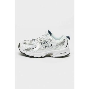 Pantofi sport de piele ecologica cu garnituri de plasa 530 - Alb/Argintiu imagine
