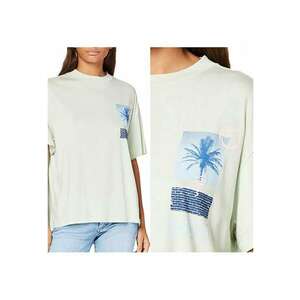Tricou Dama - Oversized Tee - Regular Fit - Maneci Scurti - Design Clasic - Cu Grafica - Bumbac - Marime S - Verde imagine