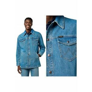 Jacheta Barbati - Wrange Jacket - Regular Fit - Denim Design - Fara Gluga - Cu Nasturi - Bumbac - Marime XL - Albastru imagine