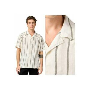 Camasa Barbati - SS W Resort Shirt - Regular Fit - Cu Guler - Cu Nasturi - Design Clasic - Maneci Scurti - Bumbac - Marime L - Alb imagine
