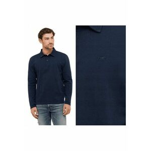 Tricou Polo Barbati - Portis - Regular Fit - Cu Guler - Cu Logo - Design Clasic - Maneci Lungi - Bumbac - Albastru - Albastru inchis imagine