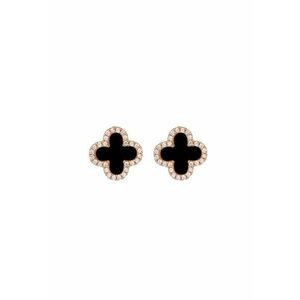 Cercei din otel inoxidabil - forma de floricele si pietre din zirconiu - suflati cu aur 18k - C2 - Auriu rose imagine