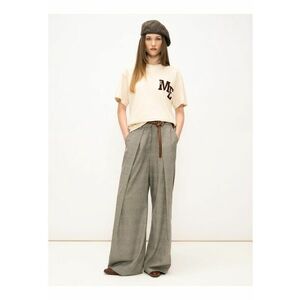 Pantaloni palazzo cu model in carouri - Gri/Maro camel imagine