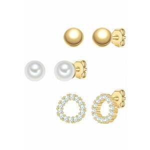 Set de cercei cu perle sintetice si zirconia - Auriu imagine