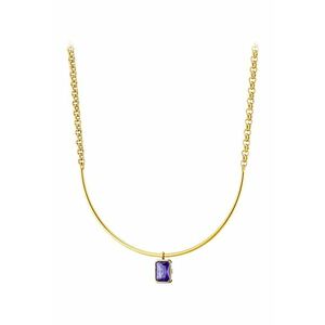 Colier placat cu aur de 18K si pandantiv cu zirconia - Auriu - Auriu/Albastru indigo imagine