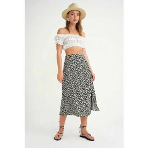Fusta midi - talie inalta - negru - Negru imagine