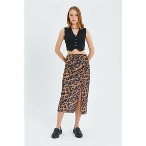 Fusta Midi cu Imprimeu Leopard - Maro imagine