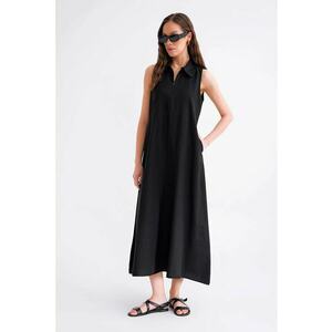 Rochie Midi - Fermoar Negru - Textil - Negru imagine
