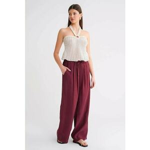 Pantaloni dama - palazzo plisati - modal - Visiniu imagine