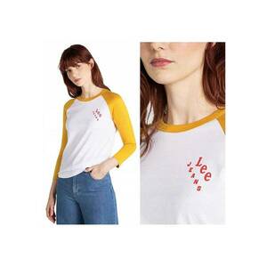 Tricou Dama - Reglan Ringer Tee - Regular Fit - Maneci Lungi - Design Clasic - Cu Logo - Bumbac - Marime S - Alb imagine