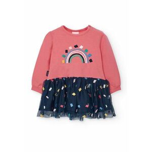 Rochie cu terminatie din tul - Rosu/Bleumarin imagine