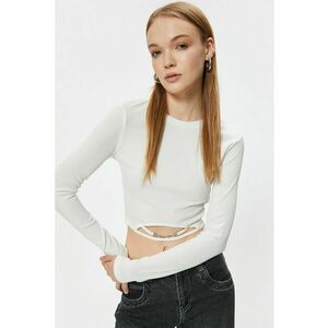 Bluza crop cu decupaj - Crem imagine