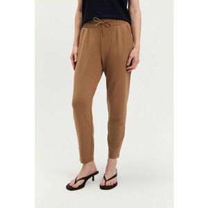 Pantaloni crop cu snur - Caramel imagine