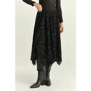 Fusta midi asimetrica - neagra - Negru imagine
