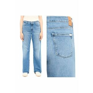 Blugi Dama - Straight - Straight Fit - Talie Inalta - Lungi - Cu Fedwqfrmoar - 5 Buzunare - Bumbac - Albastru - Albastru imagine