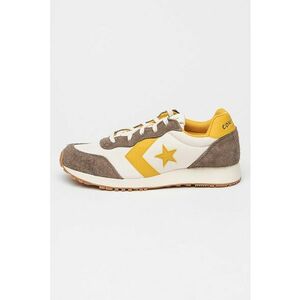 Pantofi sport cu insertii de piele intoarsa - Alb/Maro inchis/Galben sofran imagine