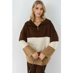 Pulover dama - supradimensionat - blocuri de culori - multicolor - tricot - One Size imagine
