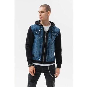 Jacheta de denim cu gluga - Negru stins imagine