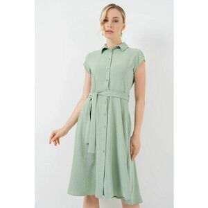 Rochie midi - guler camasa - textil - Verde imagine