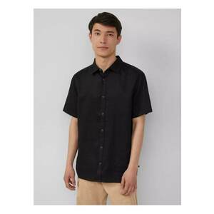 Camasa barbati cu maneca scurta - din in cu croiala Regular fit - Negru imagine