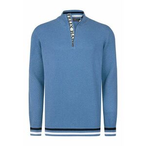 Pulover cu accente in dungi - Alb/Albastru pastel/Negru imagine
