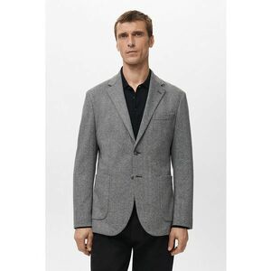 Sacou cu model herringbone si buzunare - Gri deschis imagine