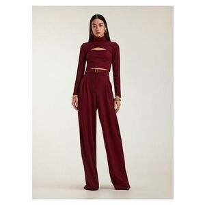 Set de bluza - top si pantaloni - 3 piese - Rosu bordo mat imagine