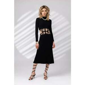 Rochie striata din tricot cu decupaje - Negru imagine