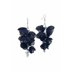 Cercei lungi statement - Zia Fashion - Adria - flori din voal - perle Mallorca si inox - handmade imagine