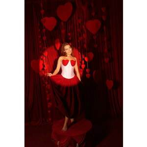 Fusta midi din catifea tip balon Veda - Rosu imagine