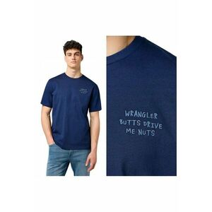 Tricou Barbati - Embroidery Tee - Regular Fit - Decolteu Rotund - Cu Logo - Design Clasic - Maneci Scurti - Bumbac - Albastru imagine