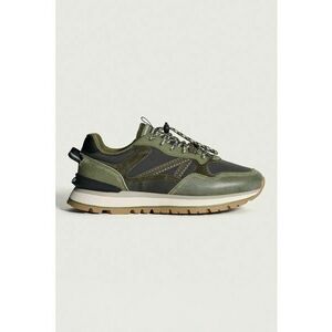 Pantofi sport de material textil si insertii de piele intoarsa - Verde inchis/Verde masliniu imagine