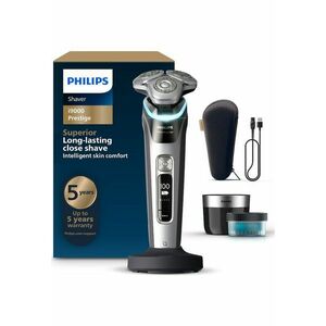 Aparat electric de barbierit i9000 Prestige XP9201/33 - Tehnologie SkinIQ - autonomie 60 min - senzor presiune & cadran LED pentru ghidaj - aplicatie conectivitate BT - statie igienizare - suport incarcare - styler barba - husa premium - XP9204/30 imagine