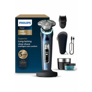 Aparat electric de barbierit i9000 Prestige XP9201/33 - Tehnologie SkinIQ - autonomie 60 min - senzor presiune & cadran LED pentru ghidaj - aplicatie conectivitate BT - statie igienizare - suport incarcare - styler barba - husa premium - XP9201/33 imagine