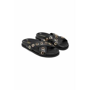 Papuci din piele Hiles - Negru imagine