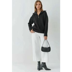 Pulover dama - supradimensionat - cu guler cu fermoar - negru - tricot - One Size imagine