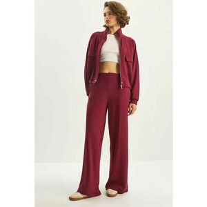 Set coordonat din doua piese gluga - maneca lunga - rosu burgundy - jerseu imagine