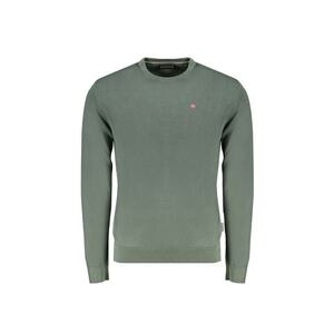 Pulover barbati cu decolteu la baza gatului - logo si croiala Regular fit - Verde inchis - Verde englez imagine