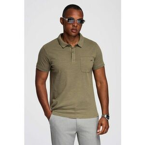 Tricou cu model uni si buzunar pe piept - Verde sparanghel imagine