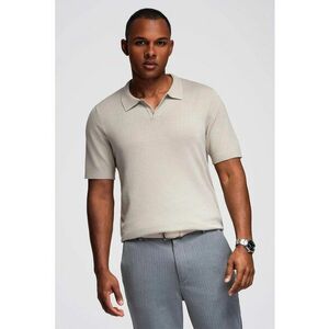 Tricou regular fit cu guler polo - Gri deschis imagine