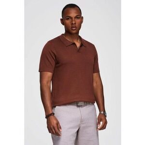 Tricou regular fit cu guler polo - Maro cognac imagine