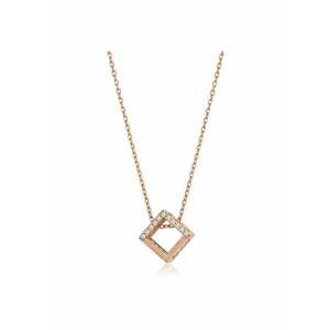 Colier din Aur Roz de 14 kt cu Cub si Pietre Zirconia - 3.08g imagine
