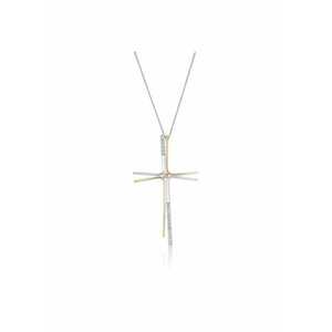Colier din Aur Galben si Aur Alb de 14K cu Cruciulita si Zirconia - imagine