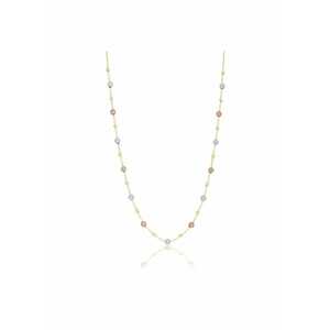 Colier din Aur Galben de 18 k cu Lant Diamantat si Bile Multicolore Albe - Roz - Galbene - 2.14g imagine