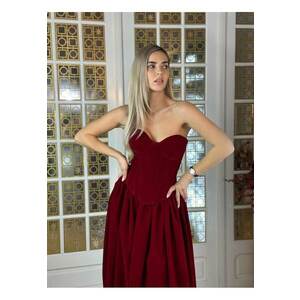 Corset din catifea Dalia - Rosu inchis imagine