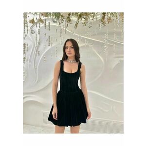 Nympha Cloting - Corset din catifea cu betele groase Lya - Negru imagine