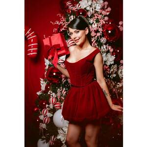 Corset din catifea Lya - Rosu inchis imagine